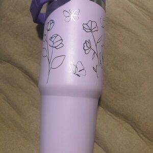Customized 30 oz Lilac/Purple Tumbler in Floral/Butterfly Design
